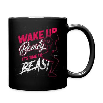 Sportswoman strength training bodybuilder beast training - Full Colour Mug - black - Right