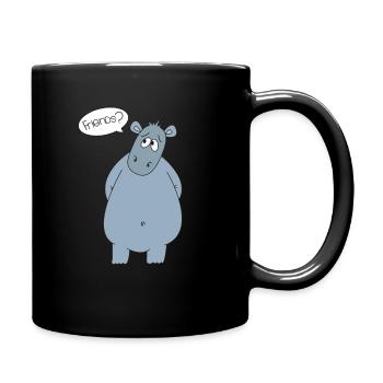 Freunde Hippo Flusspferd Nilpferd Geschenk - Tasse einfarbig - Schwarz - Rechts