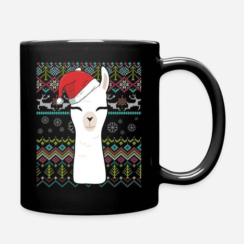 Christmas Lama - Tasse einfarbig - Schwarz