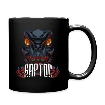 Dinosaurier Dino Raptor - Tasse einfarbig - Schwarz - Rechts