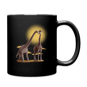 giraffe dinosaurier - Tasse einfarbig - Schwarz - Rechts