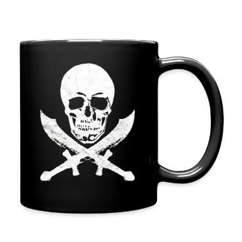 Skull pirate saber buccaneer pirate flag - Full Colour Mug - black - Right