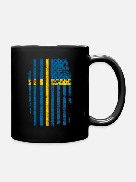 Sweden USA flag - Full Colour Mug - black