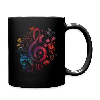 Treble clef notes music DNA instrument sound - Full Colour Mug - black - Right