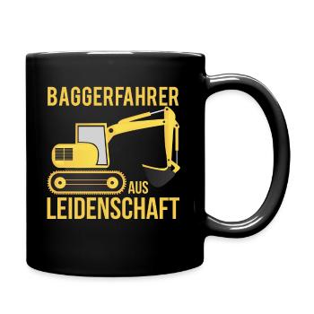 Baggerfahrer aus Leidenschaft - Baggerfahrer - Tasse einfarbig - Schwarz - Rechts