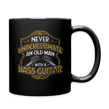 Alter Mann Bass Gitarre Opa Rentner Bassist Rente - Tasse einfarbig - Schwarz - Rechts