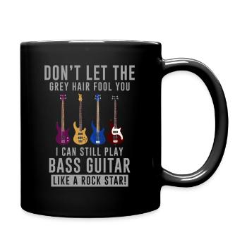 Basse guitare vieux homme cheveux grand-père pensionnaire oncle - Mug uni - noir - Droite