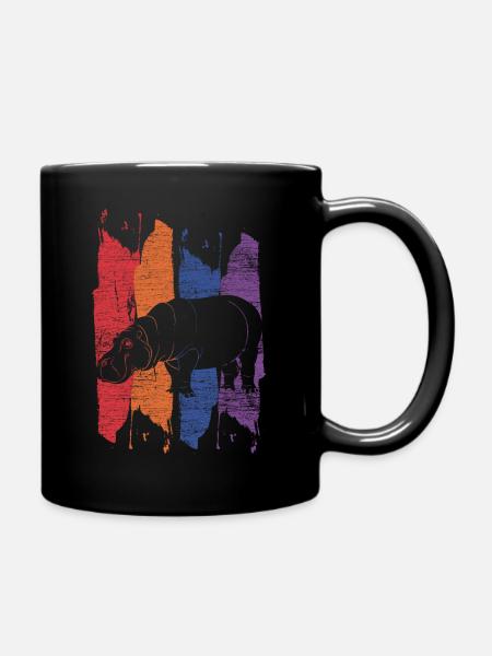 hippopotamus - Full Colour Mug - black