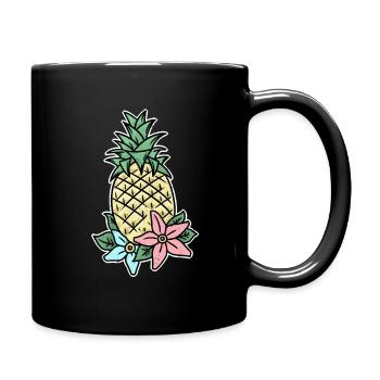 Orchidee Ananas Kahlo Kunst Hawaii Geschenkidee - Tasse einfarbig - Schwarz - Rechts