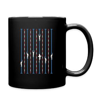 Schwimmen Schwimmhalle Wettkampf - Tasse einfarbig - Schwarz - Rechts