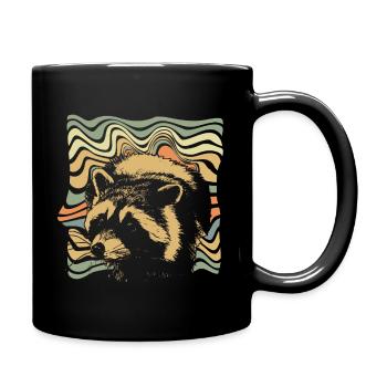Raccoon night owl forest animal forest gift idea - Full Colour Mug - black - Right