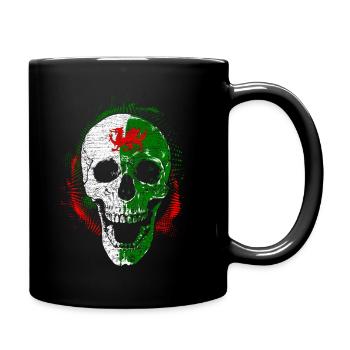 Wales Totenkopf Halloween Drache Kelten - Tasse einfarbig - Schwarz - Rechts