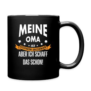 Oma schwer erziehbar - Kinder Shirt - Tasse einfarbig - Schwarz - Rechts