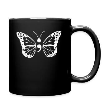 Projet de cadeau de suicide de papillon de point-virgule - Mug uni - noir - Droite