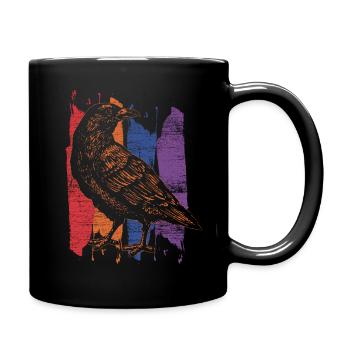 Krähe retro - Tasse einfarbig - Schwarz - Rechts
