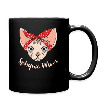 Sphynx Katzen Mutter - Tasse einfarbig - Schwarz - Rechts