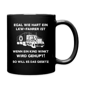 Camionneur klaxonner camionneur longue distance autoroute enfants - Mug uni - noir - Droite