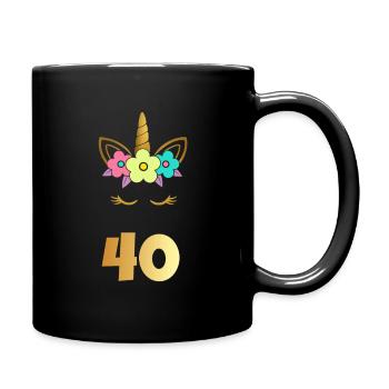 40 ans de cadeau d'anniversaire d'or de licorne - Mug uni - noir - Droite