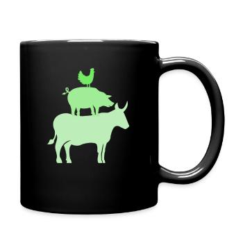 Animals cow bull pig chicken - Full Colour Mug - black - Right