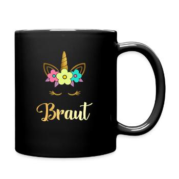 Braut Einhorn Heirat Hochzeit Junggesellenabschied - Tasse einfarbig - Schwarz - Rechts
