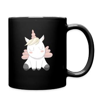 Einhörner Einhorn süß Motiv Design Tier Tiere - Tasse einfarbig - Schwarz - Rechts
