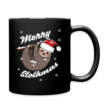 Faultier Weihnachten Weihnachtsgeschenk Geschenk - Tasse einfarbig - Schwarz - Rechts