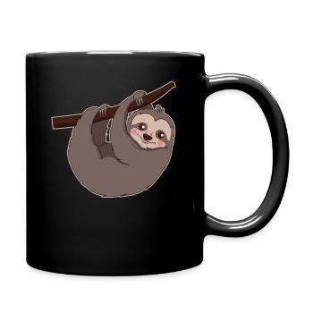Faultier Hängt Am Ast Geschenk - Tasse einfarbig - Schwarz - Rechts