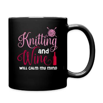 Knitting and Wine - Full Colour Mug - black - Right