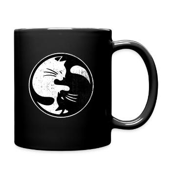 Fengshui Yin Yang cat balance energy gift - Full Colour Mug - black - Right