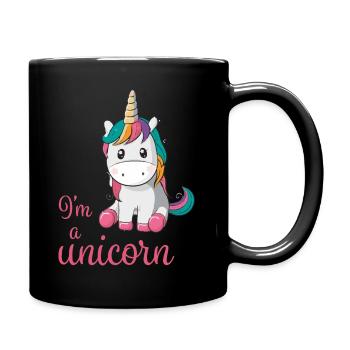 Ich bin ein Einhorn - Tasse einfarbig - Schwarz - Rechts