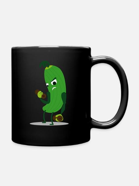 Gurke Vegan Muskeln Gym Kraftsport Lauch - Tasse einfarbig - Schwarz