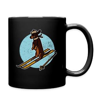 Ski Schnee Winter Hund Haus Tier Haustier Geschenk - Tasse einfarbig - Schwarz - Rechts