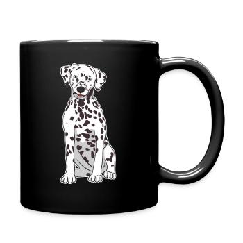 Dalmatiner Sitzende Hund Lustig Geschenk - Tasse einfarbig - Schwarz - Rechts