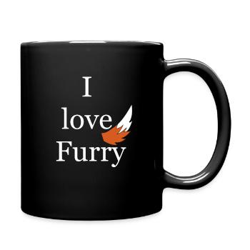 Ich liebe Furry I Love Furry Werwolf Fuchs Schwanz - Tasse einfarbig - Schwarz - Rechts