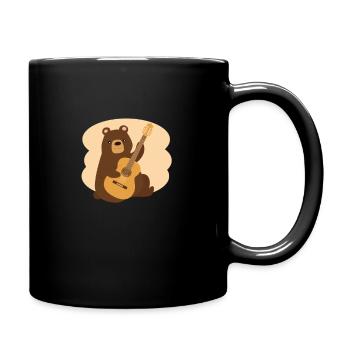 Brown Bear With Guitar Animal Lover Gift Idea Sweet - Full Colour Mug - black - Right