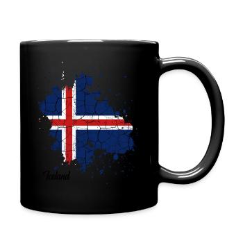 Etat insulaire d'Islande | Contour éclaboussures de couleur cadeau - Mug uni - noir - Droite