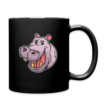 Nilpferd - Tasse einfarbig - Schwarz - Rechts
