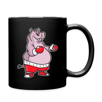 Hippopotame boxe - Mug uni - noir - Droite