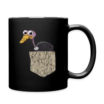 Funny emu in chest pocket used look - Full Colour Mug - black - Right