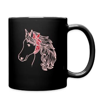 cheval enfants filles équitation Hobby Bandana Cadeau - Mug uni - noir - Droite