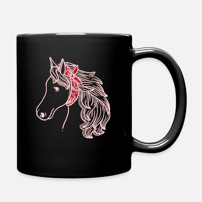 Pferd Kinder Mädchen Reiten Hobby Bandana Geschenk - Tasse einfarbig - Schwarz