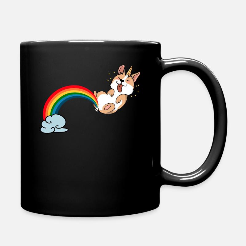 Furz Einhorn Regenbogen Geschenk Corgi Welsh Hund - Tasse einfarbig - Schwarz