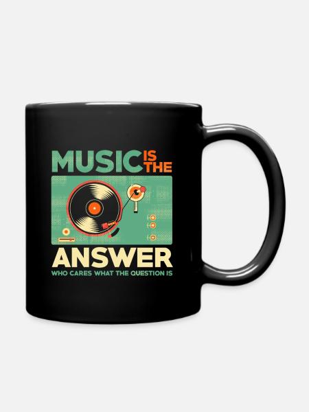 Music is the answer - Full Colour Mug - black