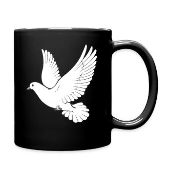 Weiße Taube Liebe Geschenk Fliege - Tasse einfarbig - Schwarz - Rechts
