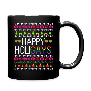 Happy Holigays Ugly Xmas - Tasse einfarbig - Schwarz - Rechts