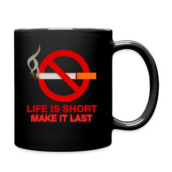 Rauchen Raucher Nichtraucher Zigarette Geschenk - Tasse einfarbig - Schwarz - Rechts