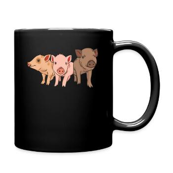 Three little piglets piglets present - Full Colour Mug - black - Right