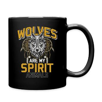 Wolf Spirituelles Tier Rudel Geschenk Heulen Mond - Tasse einfarbig - Schwarz - Rechts