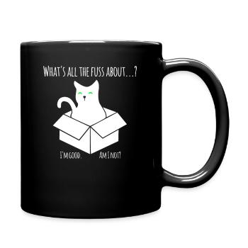 Schroedinger Katze - Experiment mit der Box - Tasse einfarbig - Schwarz - Rechts