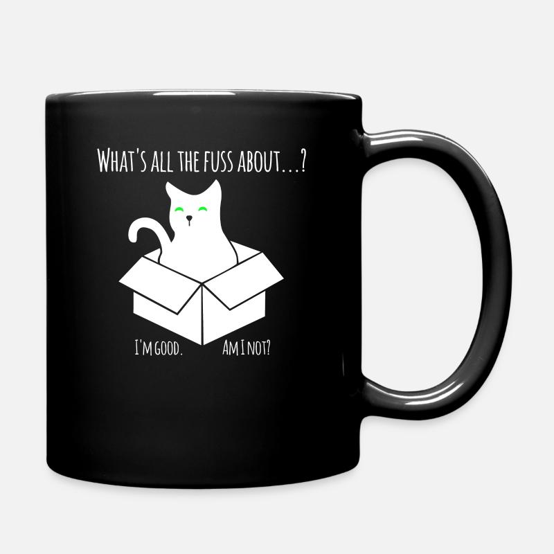 Schroedinger cat - experiment with the box - Full Colour Mug - black